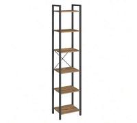 Shein Librería de 6 Niveles, Biblioteca, Estantería para Oficina, Estudio, Sala de Estar, Dormitorio, 30 x 40 x 187,5 cm, Industrial, Olmo Pardo y Negro