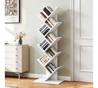 Shein Librería de madera BALCONERA de 9 niveles, estilo industrial - Estantería de pie tipo árbol, almacenamiento para CD/DVD, organizador para sala de esta