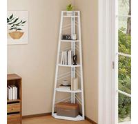 Shein Librería esquinera industrial de 5 niveles BALCONERA: moderna librería independiente con escalera en madera de roble y paneles abiertos | Para salón,