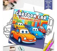 Shein Libro de colorear de autos de dibujos animados: incluye varios patrones de autos de dibujos animados, adecuado para niños de 3 a 8 años, 24 páginas de