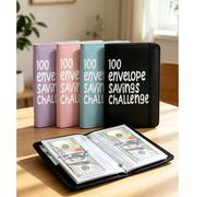 Shein Libro de Desafío de Ahorro con Sobres y Carpeta de Presupuesto Mini, con Sobres de Almacenamiento de Efectivo - Ahorra $50/Día durante 100 Días, Total