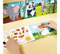 Shein Libro de pegatinas con rompecabezas para niños de 3+ años - Libro de pegatinas láser DIY, pegatinas de animales y números, reconocimiento de animales,