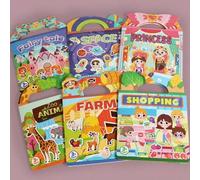 Shein Libro de pegatinas de dibujos animados para niños, +3 años, pegatinas de gelatina, libro tranquilo, dinosaurios, transporte, princesas, Navidad, jugue