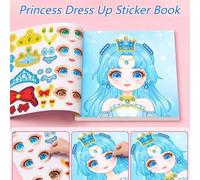 Shein Libro de pegatinas para vestir princesas, juguete cognitivo enfocado para niños, pegatinas de vestir y maquillaje DIY para niñas, 8 estilos diferentes