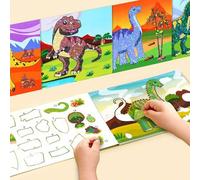 Shein Libro de pegatinas y colorear de dinosaurios, apto para edades de 3 a 6 años. Dimensiones del libro individual: 25,4 x 17,8 cm. Libro de pegatinas de