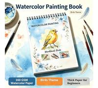 Shein Libro de práctica de acuarela con diseño de 18 pájaros en hojas sueltas, libro para colorear con acuarela, libro de práctica de pintura con acuarela c