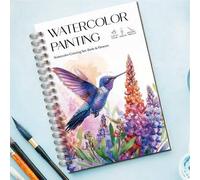 Shein Libro de práctica de pintura de acuarela de 12 páginas con ilustraciones de pájaros, líneas dibujadas a mano, el mejor regalo para entusiastas del art