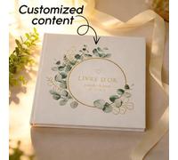 Shein Libro de visitas de boda personalizado con tema de hojas, libro de boda cuadrado, libro de boda con nombre de letra, libro de visitas de boda con mono