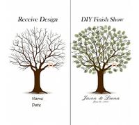 Shein Libro de visitas de boda personalizado, lienzo de arte de pared con árbol de huellas dactilares, regalo de boda, firma de matrimonio, recuerdo para de