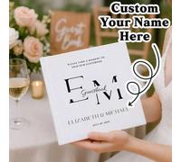 Shein Libro de visitas de boda personalizado y elegante con diseño de nombre, elige entre una variedad de diseños y estilos, libro de visitas de boda person