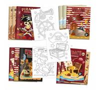 Shein Libro para colorear de aventura pirata - Libro de garabatos y pintura pirata con mapas del tesoro, oro oculto y loros amistosos - Excelente para la in