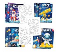Shein Libro para colorear DIY de explorador espacial - Libro de dibujos animados con temática de astronauta, cohete y planeta, incluye ilustraciones interes