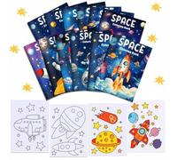 Shein Libro para colorear DIY de explorador espacial - Libro de dibujos animados con temática de astronauta, cohete y planeta, perfecto para inspirar la cre