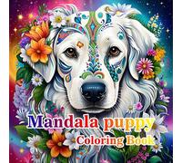 Shein Libro para colorear para adultos y adolescentes - Tema de mandala y cachorro lindo, combinando elementos de arte y naturaleza para una experiencia de
