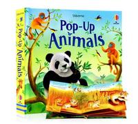 Shein Libro pop-up de animales 3D de Usborne, libro interactivo con solapas y ventanas emergentes, aprendizaje temprano en inglés, reconocimiento de animale