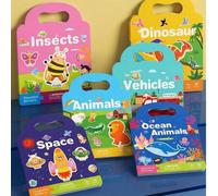 Shein Libros de pegatinas reutilizables, pegatinas de educación temprana para niños, libro de pegatinas silencioso con múltiples escenas, adecuado para rega