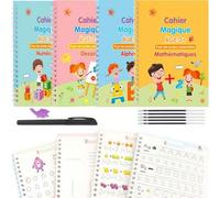 Shein Libros mágicos 3D franceses para niños, cuadernos de caligrafía de aprendizaje, libros de ejercicios de letras, números, matemáticas y dibujo, cuadern