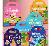 Shein Libros reutilizables de pegatinas, pegatinas de educación temprana para niños, libro de pegatinas silencioso con múltiples escenas, adecuado para rega
