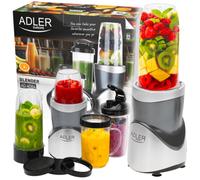 Shein Licuadora ADLER AD 4084 Smoothie de 1200 W, 4 en 1, con 4 botellas, cuchillas de acero inoxidable, función de pulso, trituración de hielo, molienda de