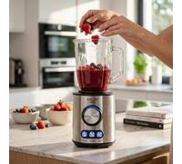 Shein Licuadora de sobremesa con jarra de vidrio de 1.5L, 1700W, 2 velocidades, función de smoothie, triturado de hielo y pulso, 4 cuchillas de acero inoxid