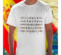 Shein LIGHTS CAMERA ACTION SMILE Camiseta Hombre Moda Casual Cómoda Juvenil Regalo Ideal Alta Calidad y Confort Estilo Moderno Promoción Exclusiva Oferta Es