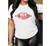 Shein [Lightweight Design] Stylish Red Lips Graphic Women's Casual Short-Sleeve T-Shirt - "SAVE THE DRAMA for YOUR MAMA" Print, Round Neck, Stretchy Polyest