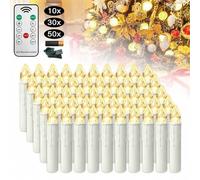 Shein LILIIN 10/30/40/50 Velas LED con Control Remoto, Velas navideñas Blancas cálidas, Velas navideñas inalámbricas sin Llama, Luces de Cadena, inalámbrica