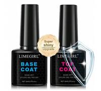Shein LIMEGIRL Set de 8ml de Capa Superior y Base Super Brillante, Esmalte de Uñas Gel sin Ácido y sin Limpieza, Curable con Lámpara LED/UV, Profesional