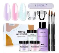 Shein LIMEGIRL Set Profesional de Arte de Uñas Acrílicas, Set de 3 piezas de Polvo Acrílico & Líquido Monómero EMA, Incluye 3 Pinceles para Uñas Acrílicas,