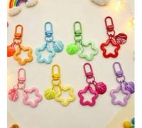 Shein Lindo juego de 8 llaveros con forma de oso & estrella, colgante para mochila, pequeño regalo para amigos, accesorios para coche, decoración de bolso