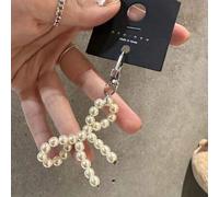Shein Lindo llavero/accesorio para bolso con colgante de lazo de perlas falsas, regalo del Día de San Valentín con moño