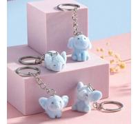 Shein Lindo llavero de elefante azul 3D con felpa, encantador accesorio de pareja de animales de dibujos animados para bolso/teléfono/llaves, accesorio de f