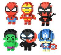 Shein Lindo set de bloques de construcción, que incluye figuras de Marvel Spider-Man, Deadpool y Groot, adecuado para DIY educativo, decoración de escritori