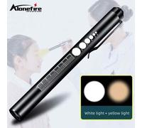 Shein Linterna bolígrafo Alonefire P32 2 en 1 con LED blanco y amarillo, recargable por USB tipo C, con batería integrada. Luz de trabajo, luz médica para p