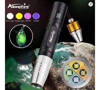 Shein Linterna detectora de jade Alonefire SV124, 4 modos, luz ultravioleta recargable de 365nm para identificación de jade, linterna UV LED para detectar e