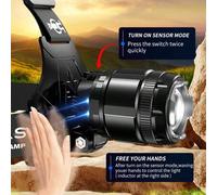 Shein Linterna frontal recargable súper brillante de 2980 lúmenes, lámpara frontal de 4 modos, luz frontal zoomable para la frente, linternas frontales ajus