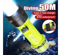 Shein Linterna LED New de alta potencia recientemente actualizada, lámpara scuba profesional XHP50, bombilla LED IPX8 impermeable ultra brillante con ilumin