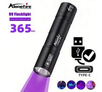 Shein Linterna LED UV mini de 365nm, recargable por USB, de alta calidad, de bolsillo y portátil. Luz ultravioleta pequeña para comprobar tinta invisible, e