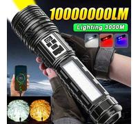 Shein Linterna súper potente recargable por USB, con la luz LED talla grande fuerte, luces amarillas, largo alcance, zoom, para uso en exteriores y con pant