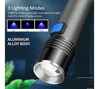 Shein Linterna ultravioleta potente de 395 nm recargable por USB, con zoom, resistente al agua, para uso en exteriores, campamento, emergencias, detector de