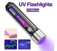 Shein Linterna UV LED de 395nm, recargable por USB, luz UV portátil para inspección de hoteles/detección de orina/curado de uñas de gel/camping/pesca, viene