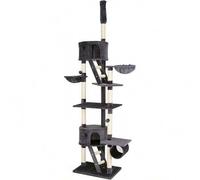 Shein lionto XXL Árbol Rascador Escalador para Gatos Altura Ajustable del Techor 230-250 cm, Negro/Blanco