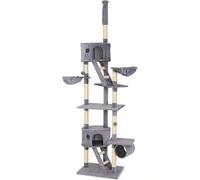 Shein lionto XXL Árbol Rascador Escalador para Gatos Altura Ajustable del Techor 230-250 cm, Negro/Blanco