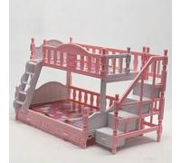 Shein Litera de princesa de 2 niveles, litera de muñecas en miniatura, apta para muñecas de 6.3" - Durable PVC, estilo europeo con cabecero decorativo y bar