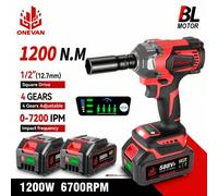 Shein Llave de impacto eléctrica sin escobillas 1200N.M, 3 funciones, destornillador inalámbrico de 1/2 pulgada, taladro eléctrico