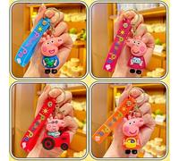 Shein Llavero coleccionable de Peppa Pig, muñecos de dibujos animados lindos, llaveros de animales, llaveros personalizados de PVC para niñas, bolsos y colg