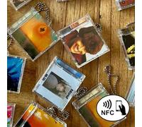 Shein Llavero colgante de bolsa mini CD personalizado con función NFC/Regalo de música personalizado - Estilo vintage/Llavero mini CD de Spotify/Regalo de N