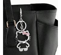 Shein Llavero con colgante mochila de Hello Kitty Sanrio, diseño hueco con rhinestones, accesorio de joyería con el gato KT para regalos de cumpleaños de ni