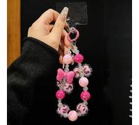 Shein Llavero con estampado de leopardo de piel de imitación de mariposa y perla, accesorio colgante de plástico para teléfono, pulsera para mochila y muñec