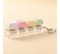 Shein Llavero de 4 teclas de color macaron, llavero creativo ruso con forma de D y encantos de hueso de serpiente, accesorios de coche aleatorios, colgante